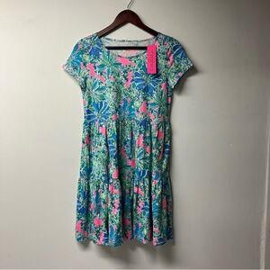 Lilly Pulitzer Geanna Short Sleeve Swing Dress Soleil Pink Good Hair Day Size XS